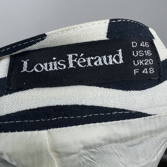 Louis Feraud Vintage Kite String Bow Pencil Skirt 16 Cream Black Linen blend - Picture 7 of 15